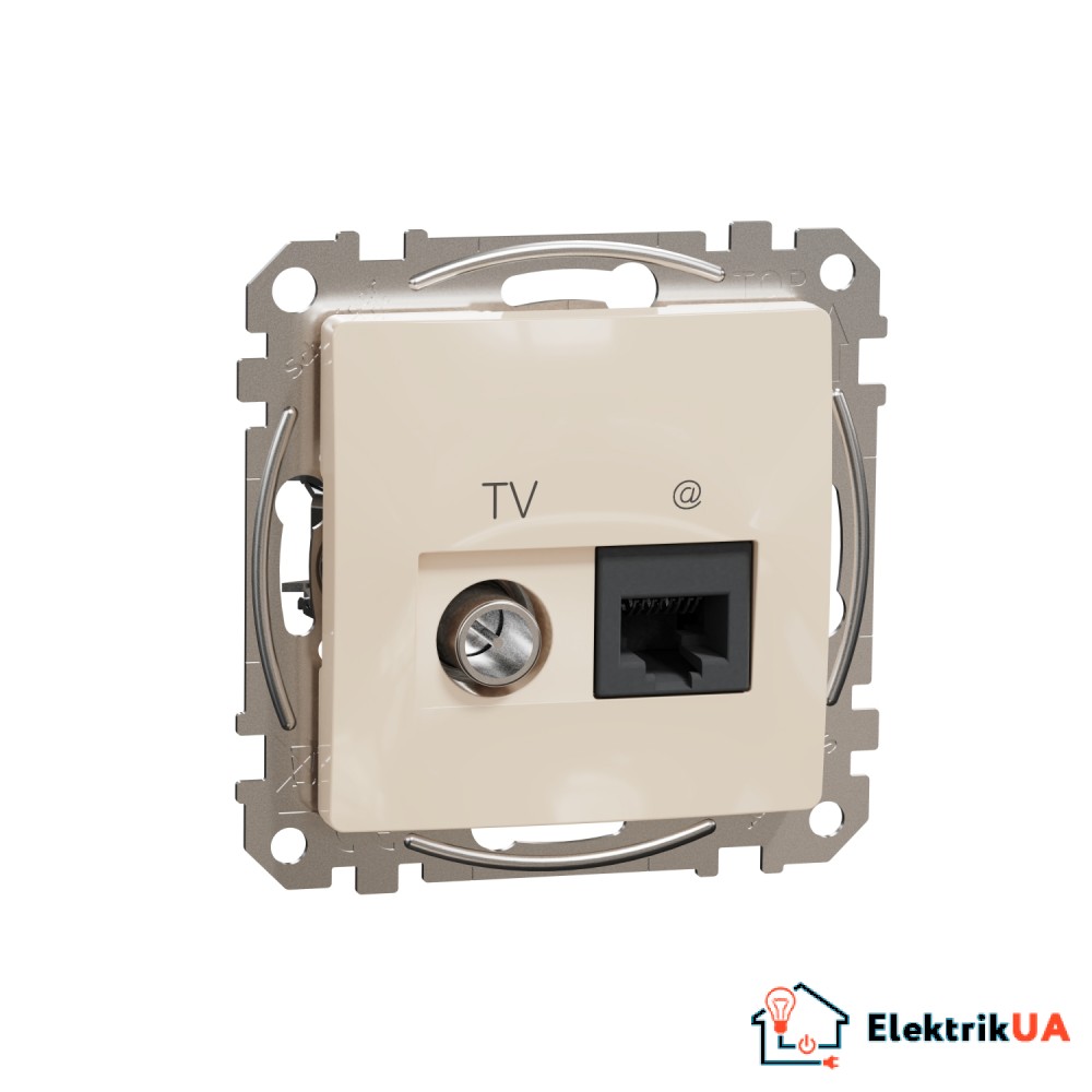 Розетка компьютерная UTP Cat6 + TV Schneider Electric Sedna Design Бежевый SDD112469T